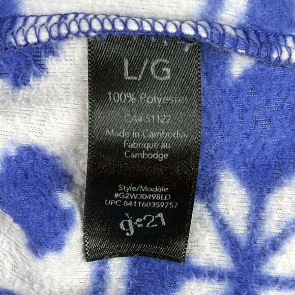 g21 Womens Large Blue Fair Isle Fleece Footed One Piece Pajama Zip Front Gripper - Picture 14 of 15